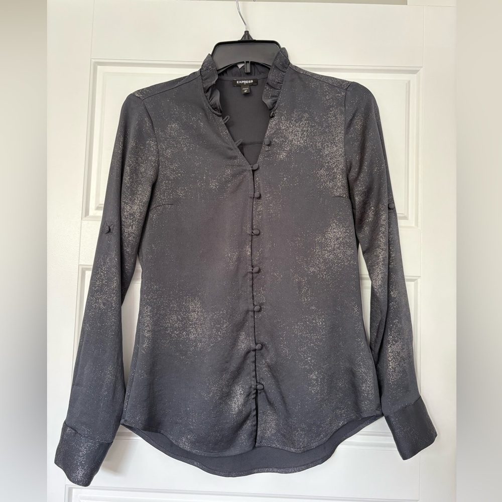 Express Gray Button-Up Women’s Shirt